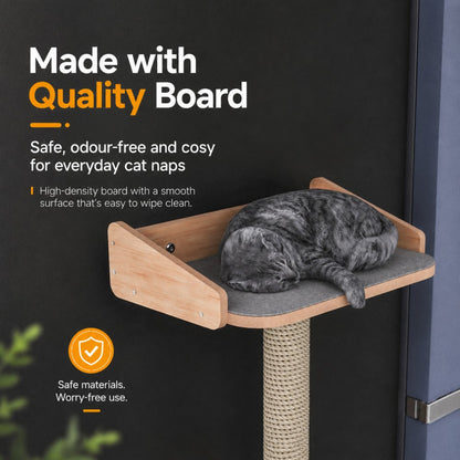 Floor to Ceiling Cat Tree Wooden Climbing Single PoleTower
