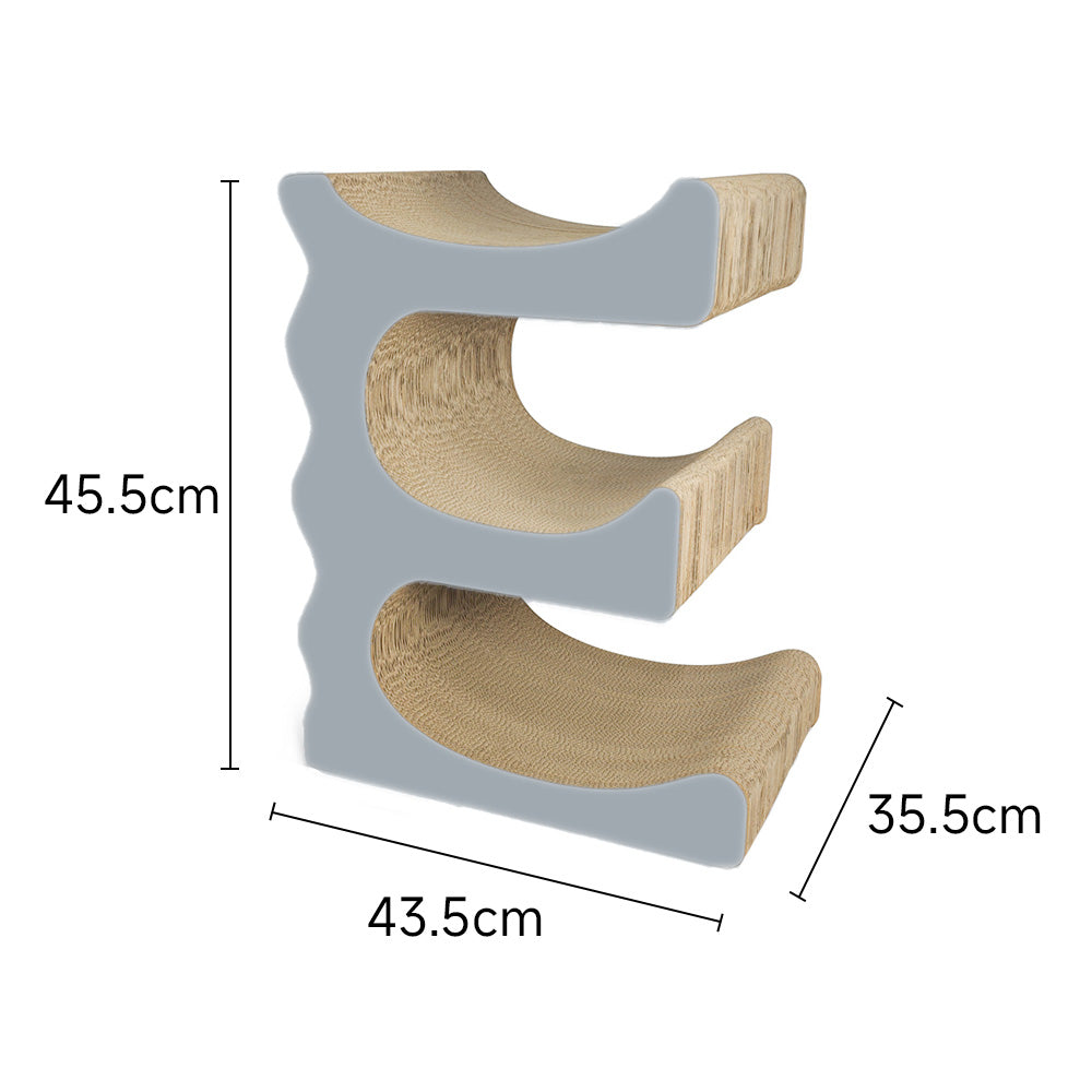 ZODIAC Grey E-shaped Cat Scratcher 43.5x45.5x35.5cm
