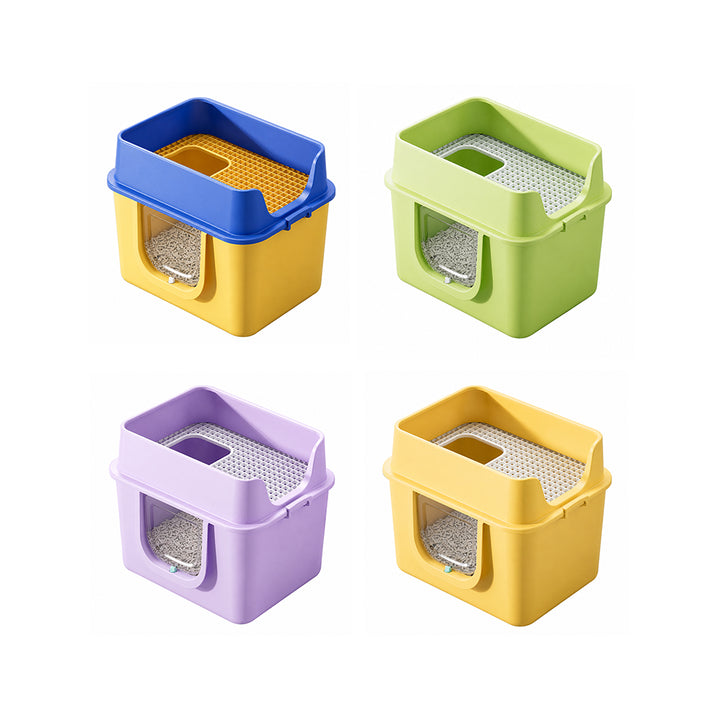 Extra Large Cat Litter Box High Sided with Grate Entry