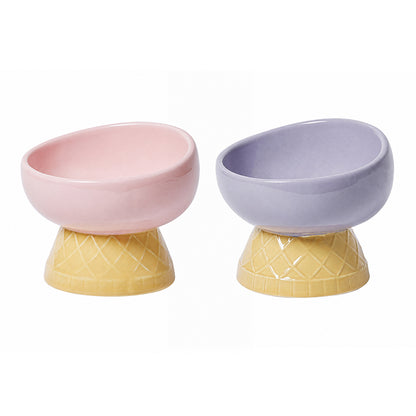 Ceramic Pet Bowl – Slanted, Neck-Friendly, Anti-Spill