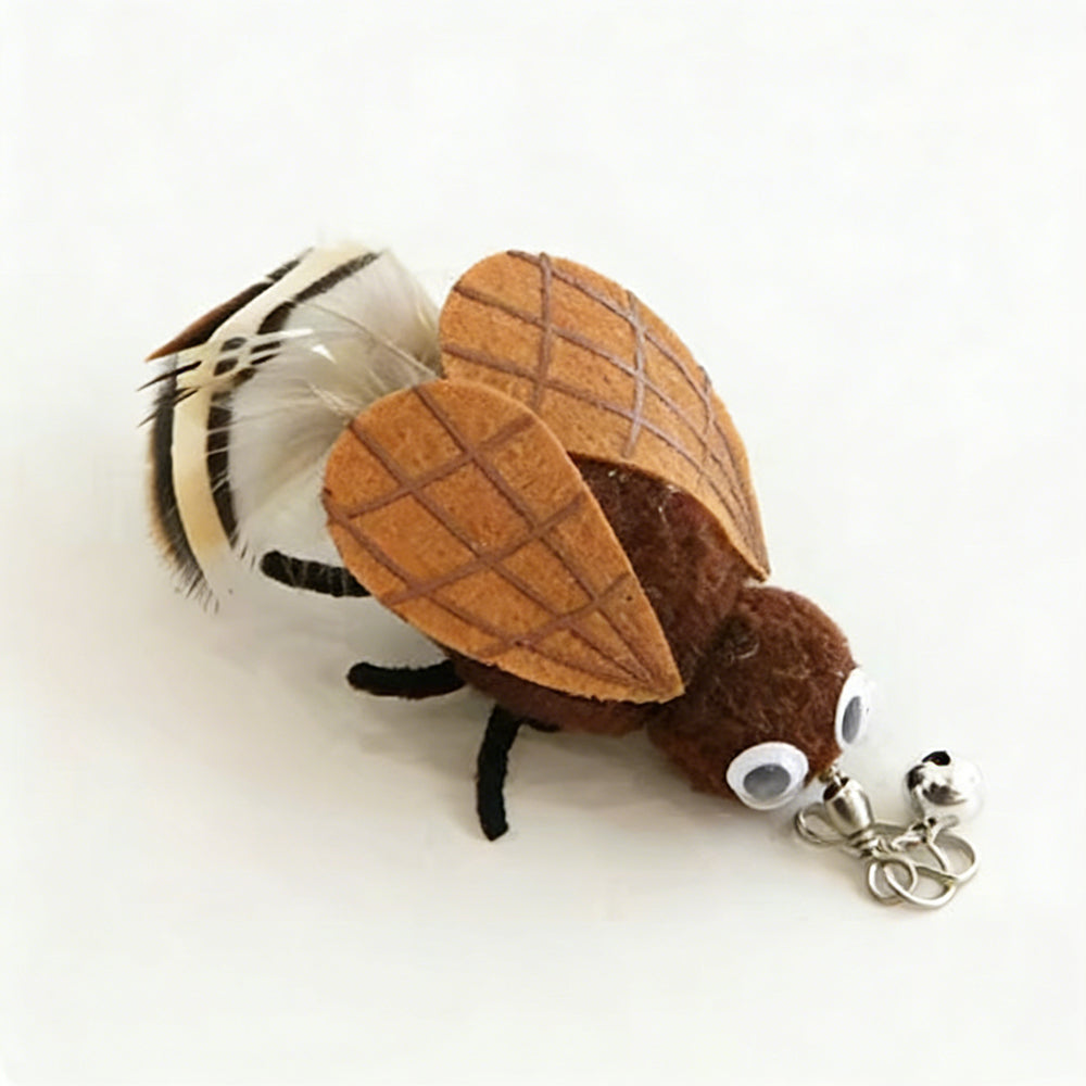 Cat Teaser Wand With Bell - Long Wire Rod & 2 Replacement Heads