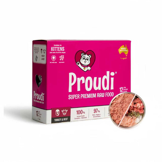 PROUDI Premium Frozen Turkey & Beef Raw Kitten Food 1.08kg