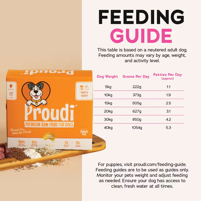 PROUDI Premium Frozen Turkey & Chicken Raw Dog Food 2.4Kg