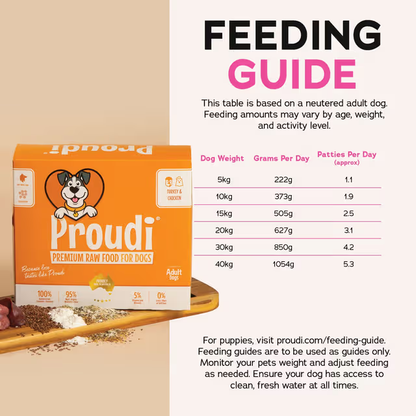 PROUDI Premium Frozen Turkey & Chicken Raw Dog Food 2.4Kg