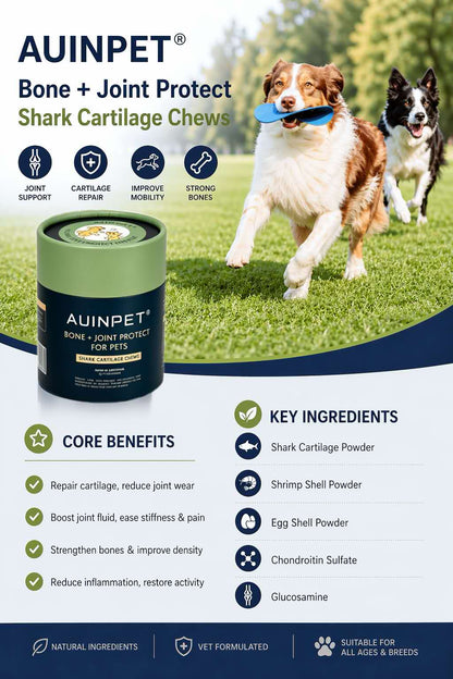 AUINPET Bone + Joint Protect Shark Cartilage Chews For Dogs & Cats 180g