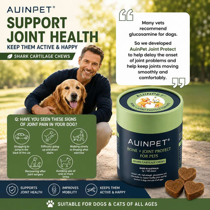 AUINPET Bone + Joint Protect Shark Cartilage Chews For Dogs & Cats 180g
