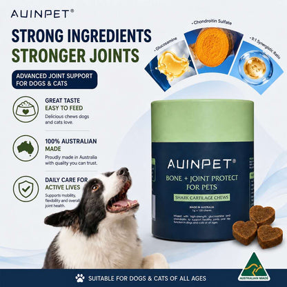 AUINPET Bone + Joint Protect Shark Cartilage Chews For Dogs & Cats 180g