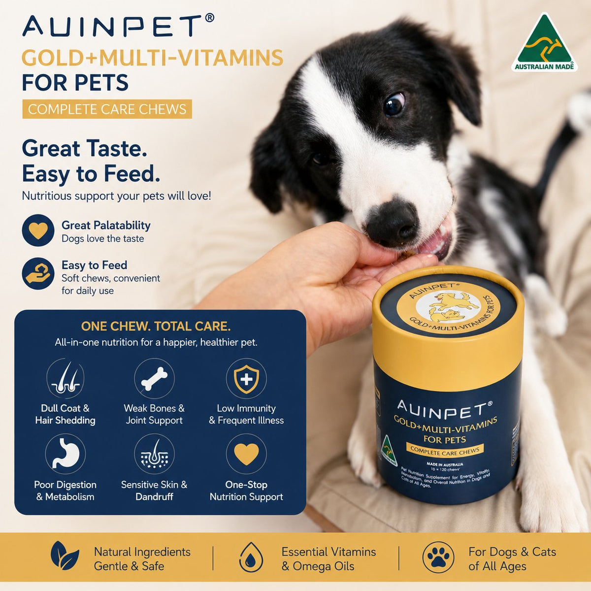 AUINPET Multi - Vitamins Complete Care Chews For Dogs & Cats 180g