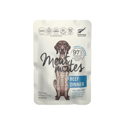 MEAT MATES Beef Grain Free Dog Food 12x100g (pouches)