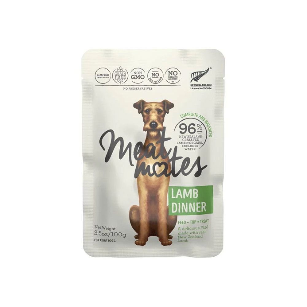MEAT MATES Lamb Grain Free Dog Food 12x100g (pouches)