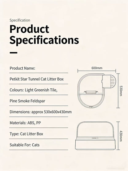 PAKEWAY Green Star Tunnel Cat Litter Box