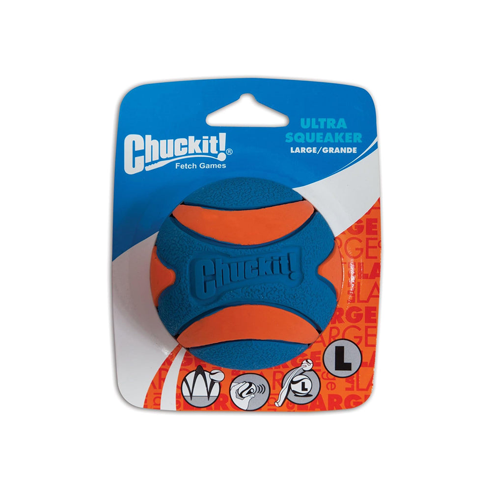CHUCKIT! Ultra Squeaker Ball Rubber Fetch Dog Toy Large