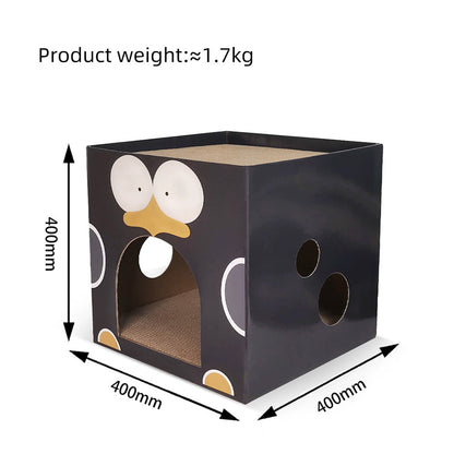 ZODIAC Square black penguin-shaped Cat Scratcher 40x40x40cm