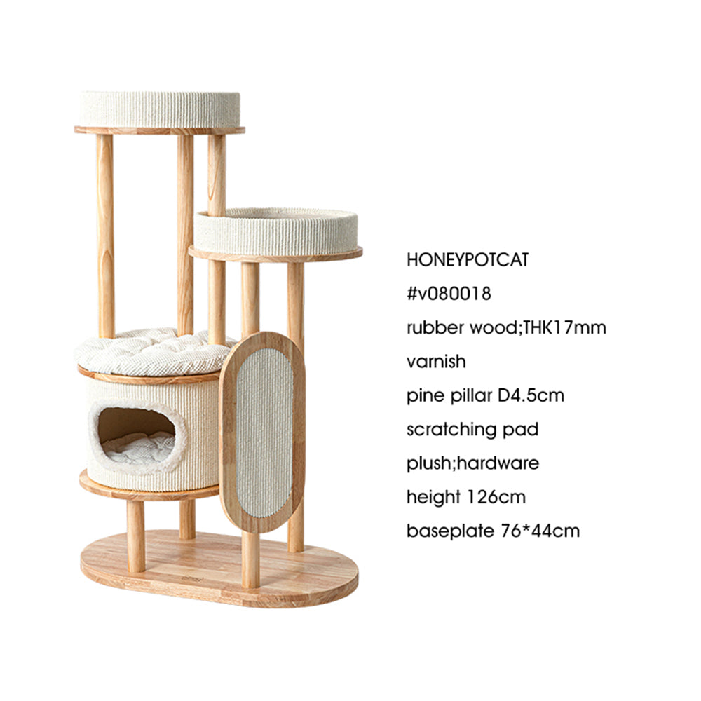 HONEYPOTCAT Varnished Solid Wood Cat Perch