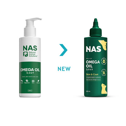 NAS NATURAL ANIMAL SOLUTIONS Omega 3 6 & 9 Oil For Dogs & Cats 200ml