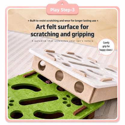 Felt Cat Puzzle Toy Interactive Foraging Box