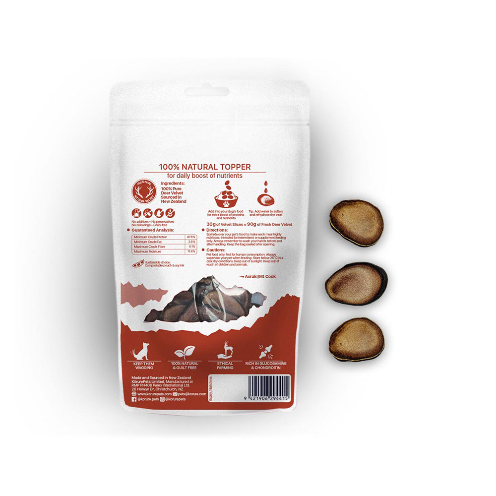 KORURE PETS Deer Velvet Slices Dog Food Topper 30g