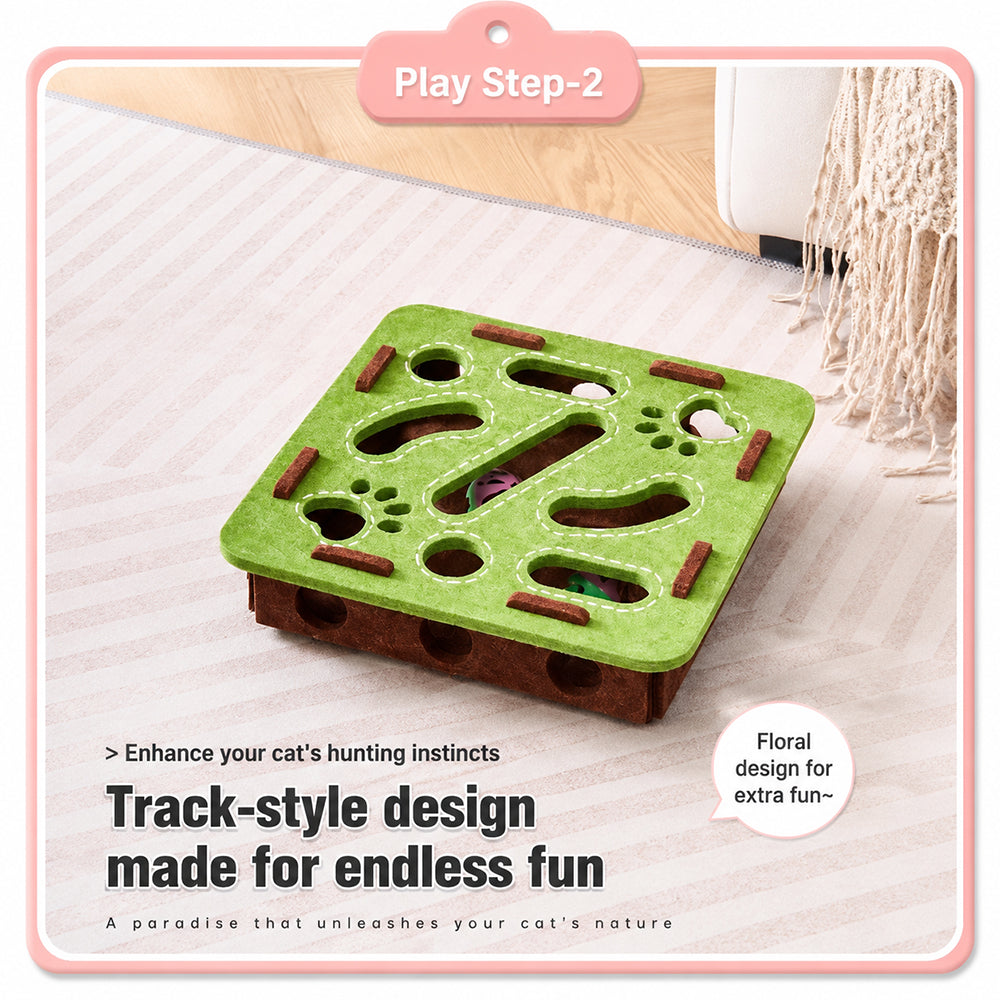 Felt Cat Puzzle Toy Interactive Foraging Box