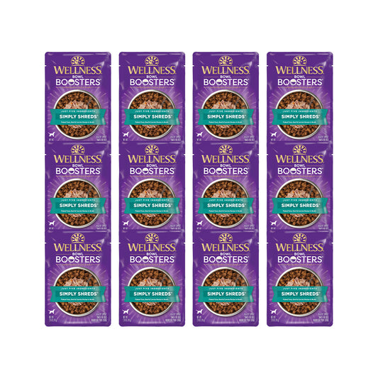 WELLNESS Core Simply Shreds Flaked Tuna, Beef & Carrots Wet Dog Food 79g x 12