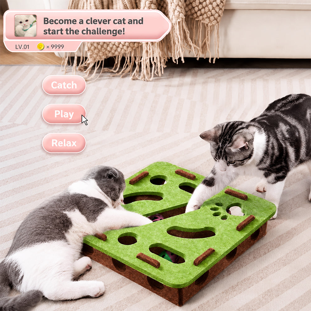 Felt Cat Puzzle Toy Interactive Foraging Box