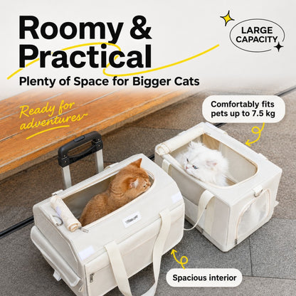Double-Layer Rolling Pet Carrier – Large Capacity for Cats and Dogs