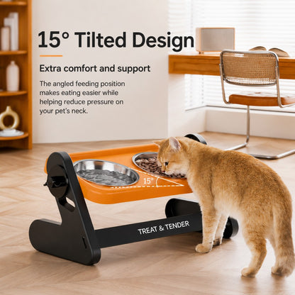 Adjustable Stainless Steel Pet Bowl – Single or Double, Neck-Friendly
