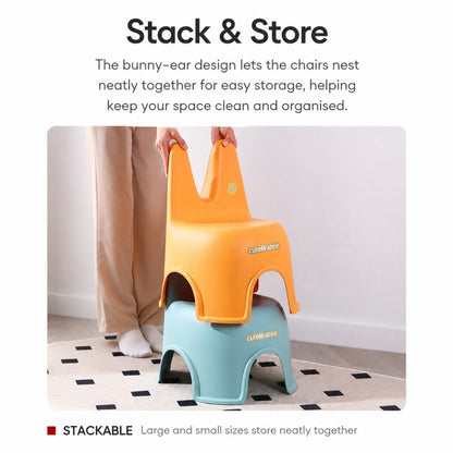 Children’s Cartoon Bunny Plastic Stool – Large Stackable Chair