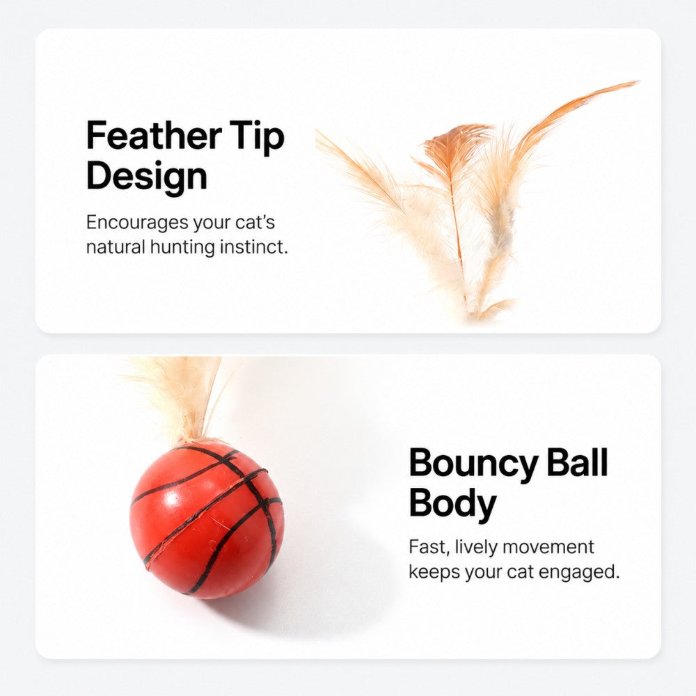 Interactive Feather Bounce Ball – Self-Play Cat Toy