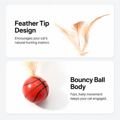 Interactive Feather Bounce Ball – Self-Play Cat Toy