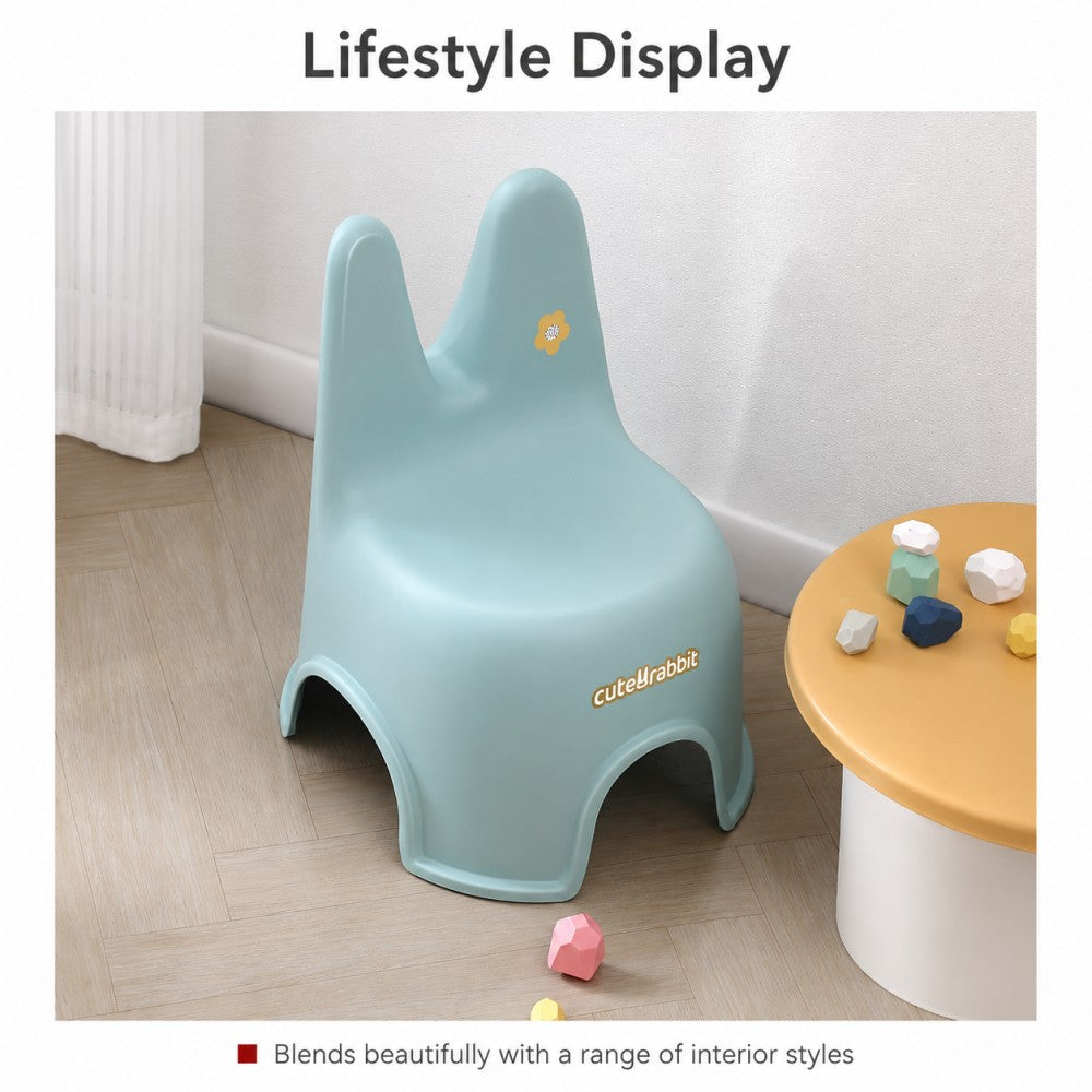 Children’s Cartoon Bunny Plastic Stool – Large Stackable Chair