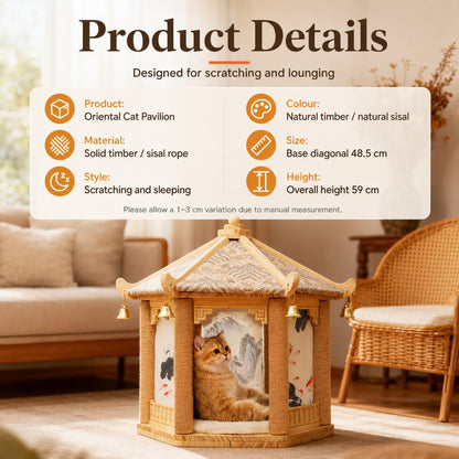 Mountain Pavilion Cat Condo – Integrated Cat Tree with Sisal Posts, Four-Season Use