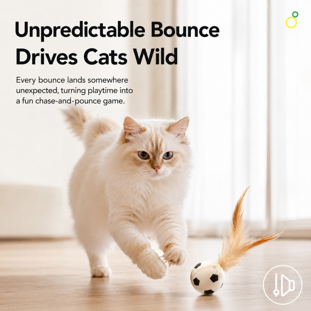 Interactive Feather Bounce Ball – Self-Play Cat Toy