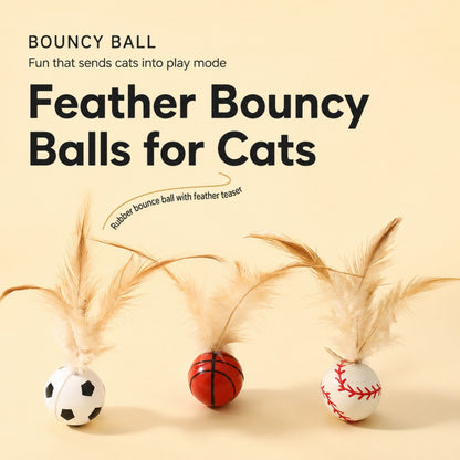 Interactive Feather Bounce Ball – Self-Play Cat Toy