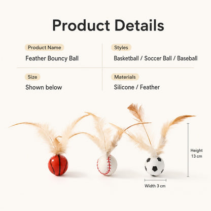 Interactive Feather Bounce Ball – Self-Play Cat Toy