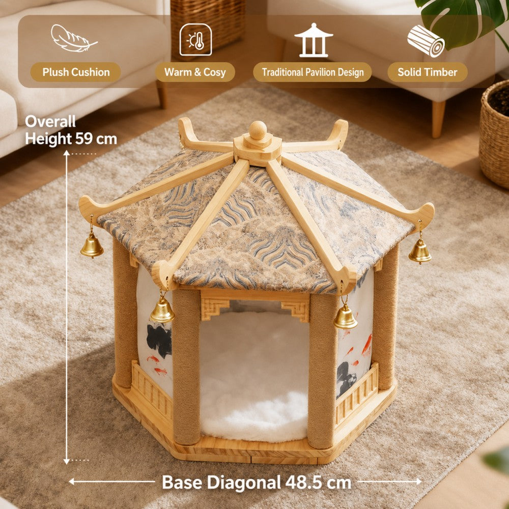 Mountain Pavilion Cat Condo – Integrated Cat Tree with Sisal Posts, Four-Season Use