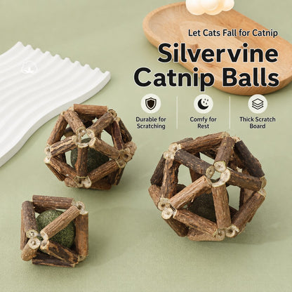 Wood Matatabi Catnip Ball with Bell – Small Size, Interactive Cat Toy
