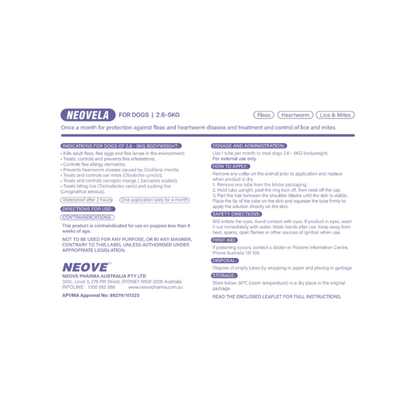 NEOVELA Flea And Worming For Dogs 2.6-5kg 4x0.25mL Tubes Purple