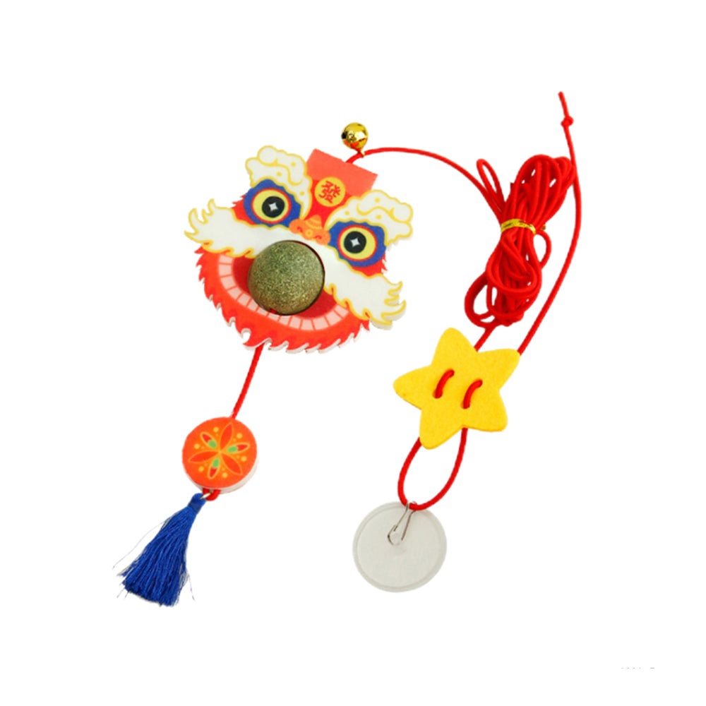 New Year Lion Dance Hanging Door With Elastic Swing & Catnip Ball Cat Toy