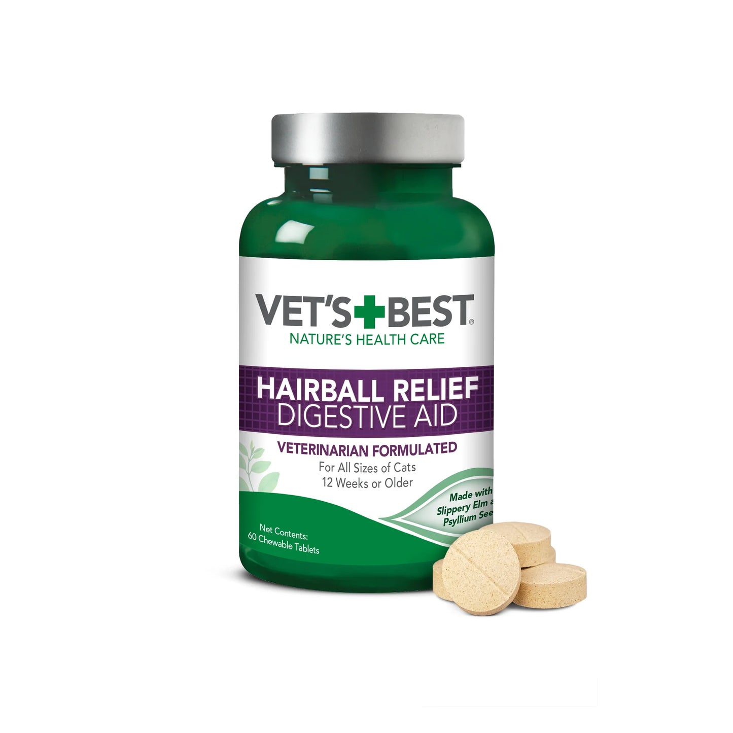 VET'S BEST Hairball Relief Digestive Aid 60 Chewable Tablets
