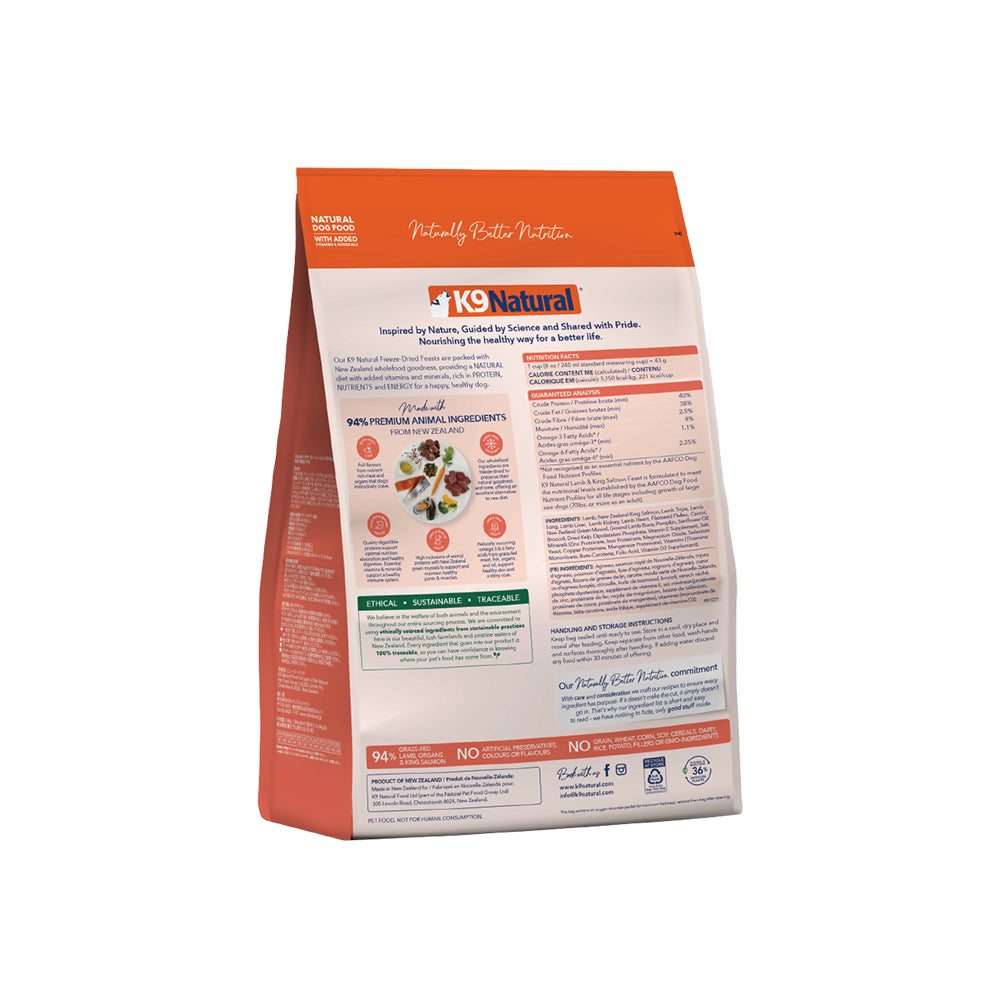 K9 NATURAL Lamb & King Salmon Freeze Dried Dog Food | Petso Au