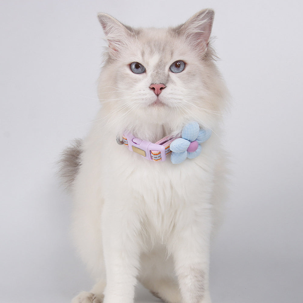 Pet Collar Personalised Engraved Cute Flower Design Adjustable