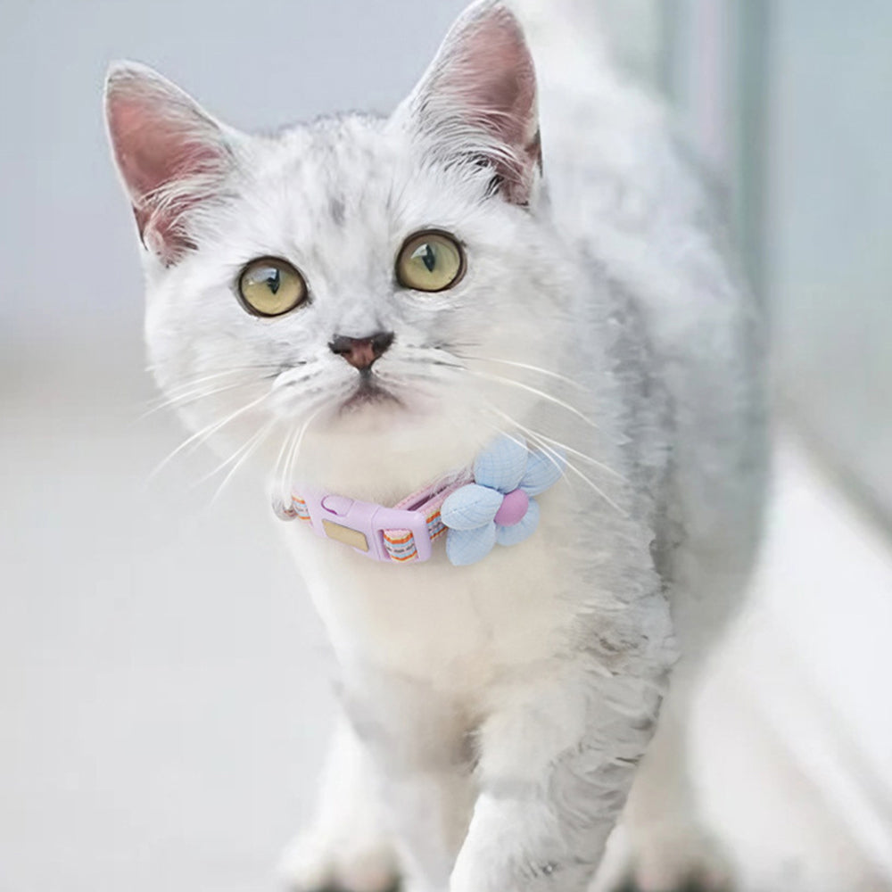 Pet Collar Personalised Engraved Cute Flower Design Adjustable