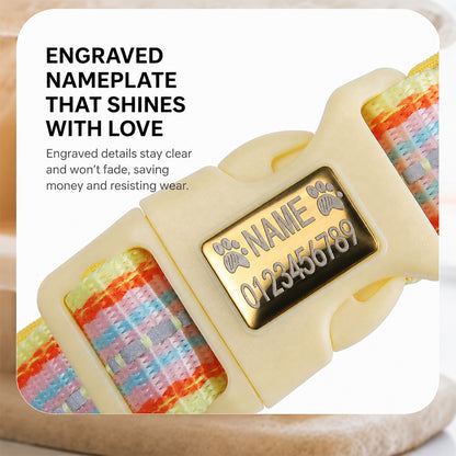 Pet Collar Personalised Engraved Cute Flower Design Adjustable