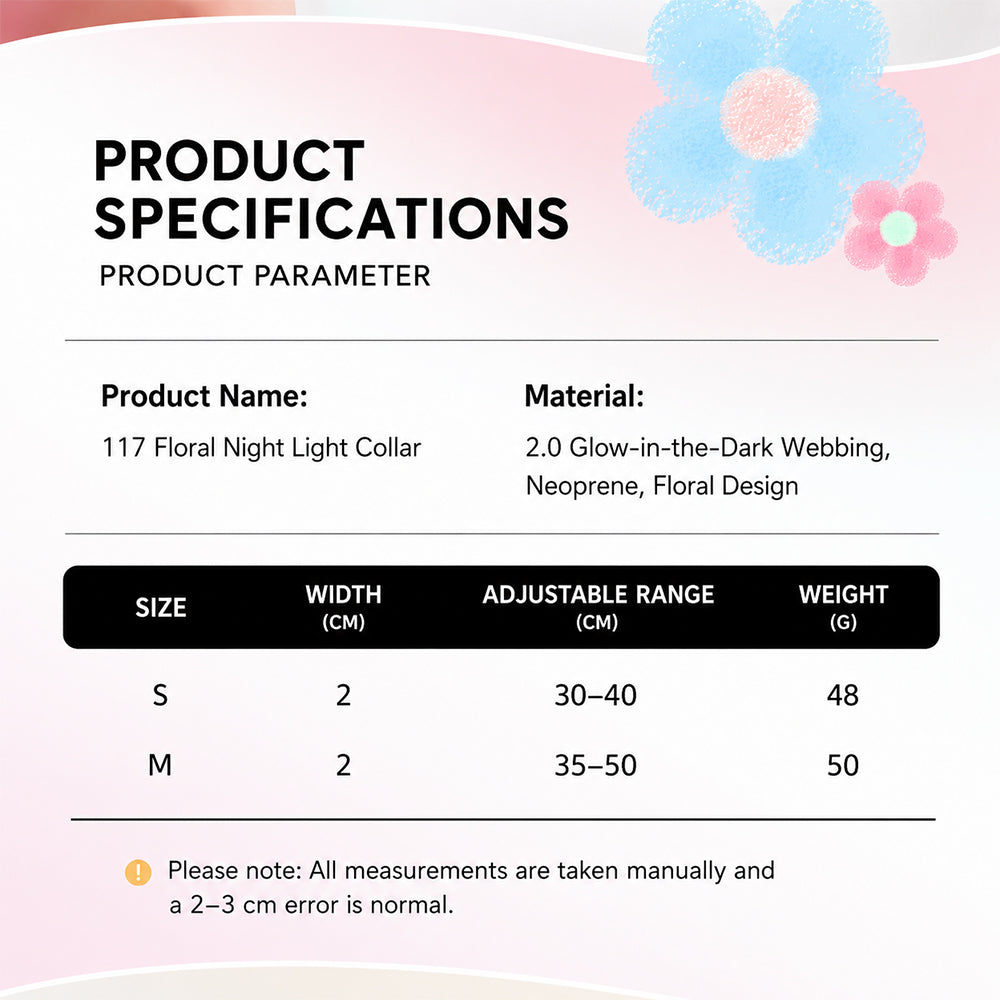 Pet Collar Personalised Engraved Cute Flower Design Adjustable
