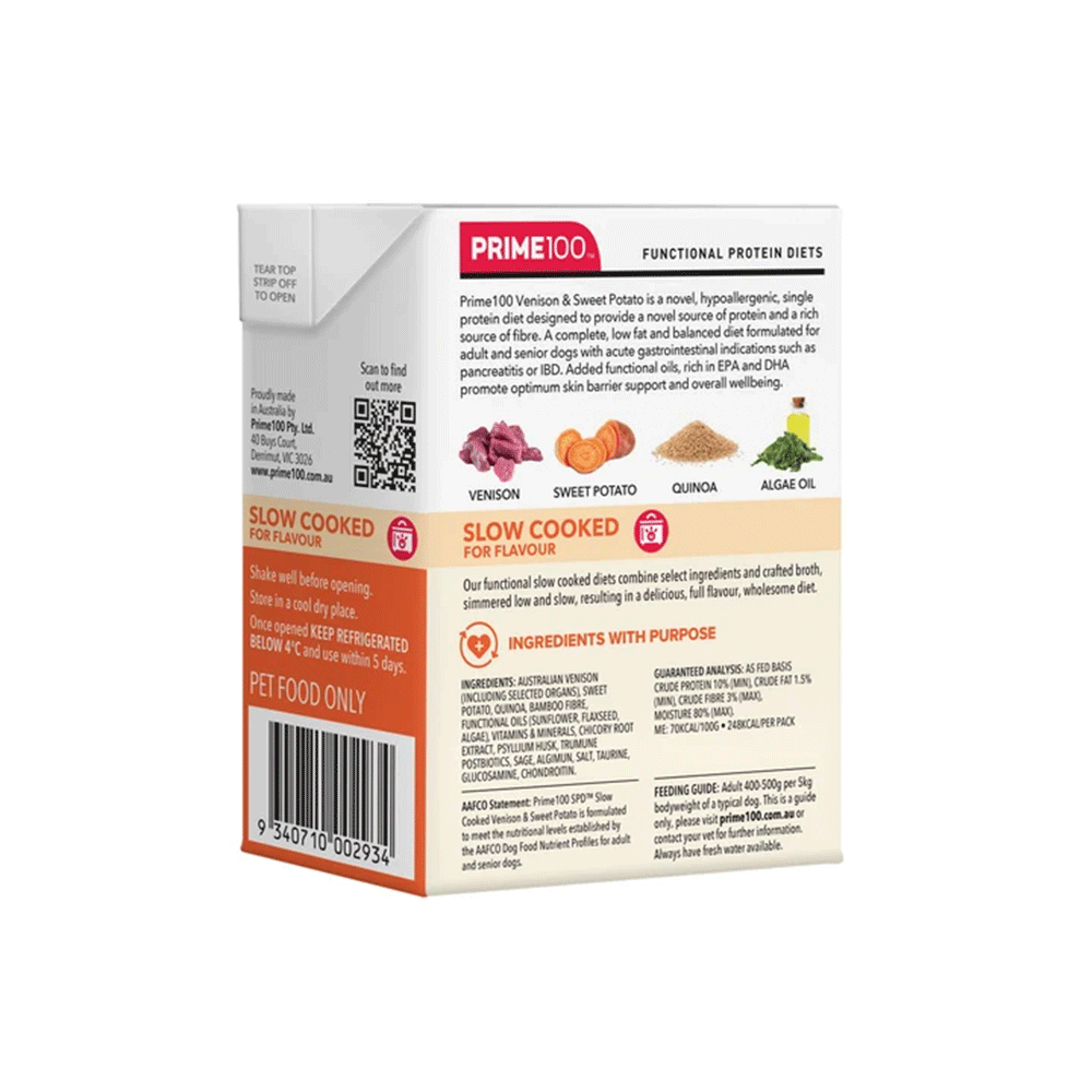 PRIME100 SPD Slow Cooked Venison & Sweet Potato Wet Dog Food