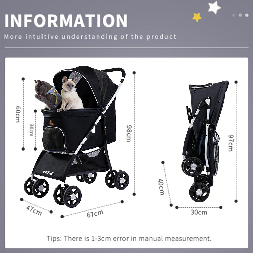 Easy Fold Pet Stroller - One-Touch Folding Design