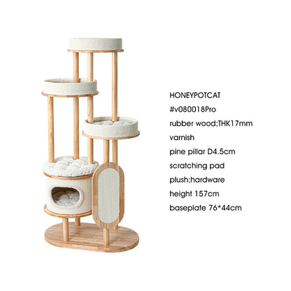 HONEYPOTCAT Varnished Solid Wood Cat Perch