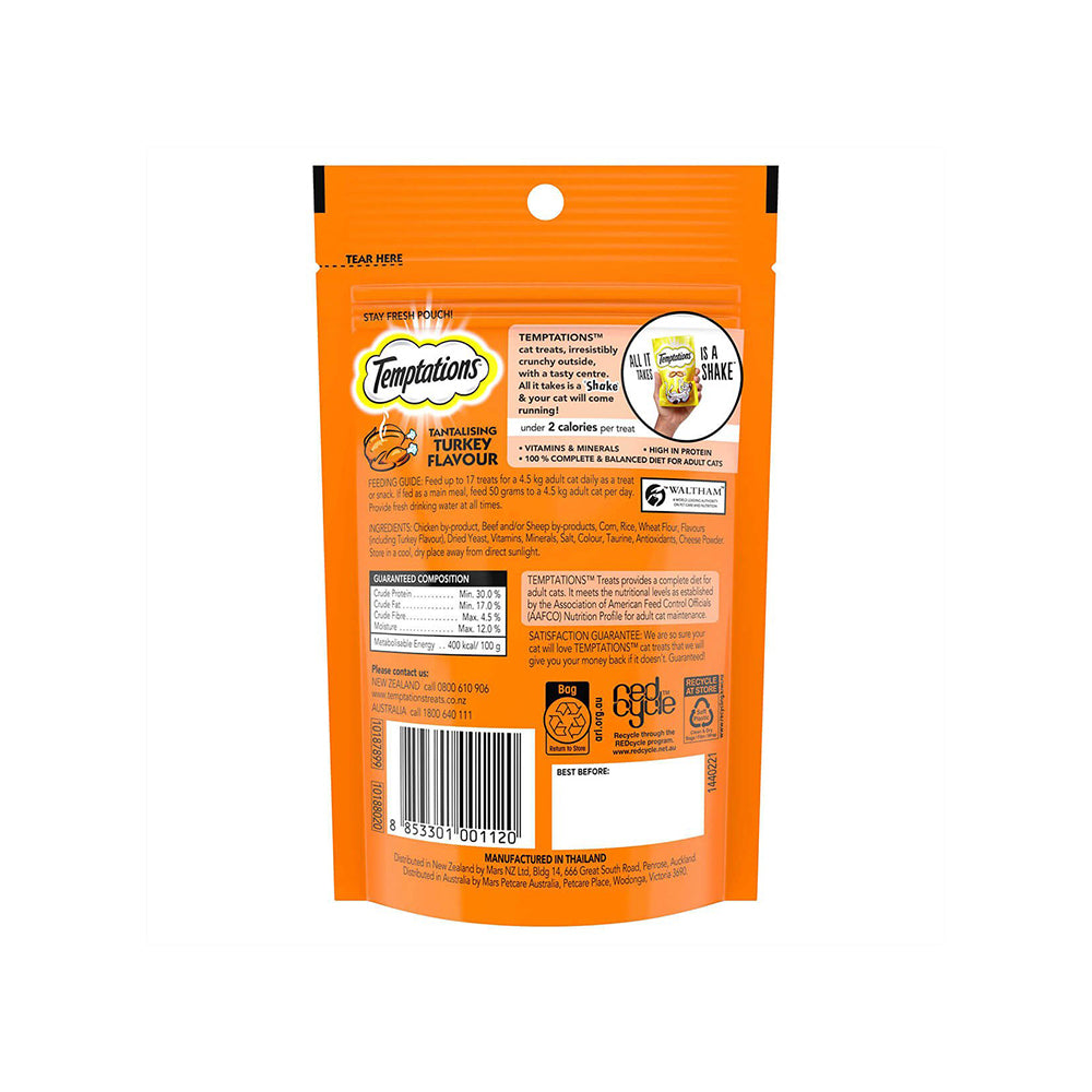 TEMPTATIONS Snacks Tantalising Turkey Cat Treats 85g
