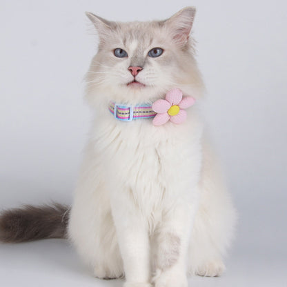 Pet Collar Personalised Engraved Cute Flower Design Adjustable