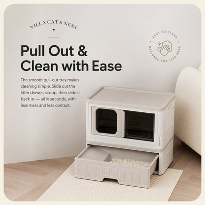 Full-Enclosed Foldable Cat Litter Box – Large 3-Layer Combo